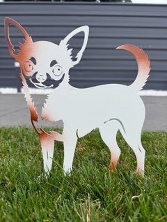 CHIHUAHUA BIAŁY BRĄZOWY METALOWY
