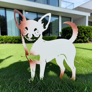 CHIHUAHUA BIAŁY BRĄZOWY METALOWY